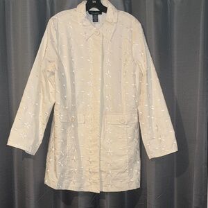 Denim & Co Cream Embroidered Jacket